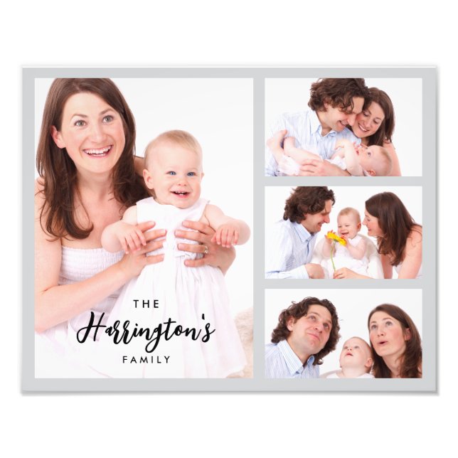 Impression Photo Custom 4 Family Photos Collage Rectangle Frame (Devant)