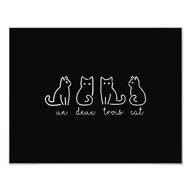 Impression Photo Cute Abstract Un Deux Trois Cat French Kitty (Devant)
