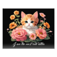 Cute blanche personnalisée Chat chaton en noir fle
