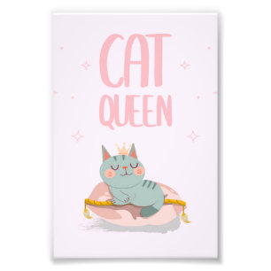 Impression Photo Cute Cat Queen Idée cadeau, Kitten Cat Drôle Cadea