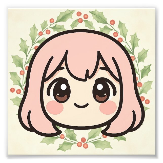 Impression Photo Cute Kawaii Anime Girl Wood Wall Art  (Devant)