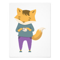 Cute renard avec tasse de thé