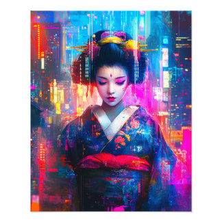 Impression Photo Cyber Geisha, une fusion de tradition et de techno