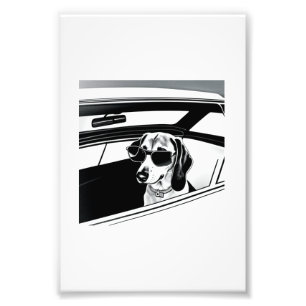 Impression Photo Dachshund Chien portant des lunettes rouler en voi