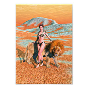 Impression Photo Dame et Lion