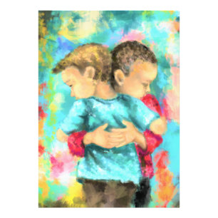 Impression photo d'amitié Enfants s'étreignant Pei