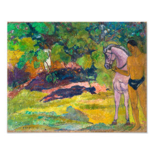Impression Photo Dans la Vanilleraie, Homme et Cheval Gauguin