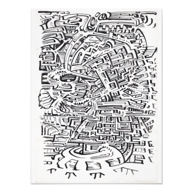 Impression Photo Dans un lieu intermédiaire, dessin à l'encre indie (Devant)
