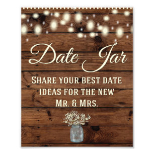 Impression Photo Date Jar, Signal Mariage, Décor Mariage, Rustique