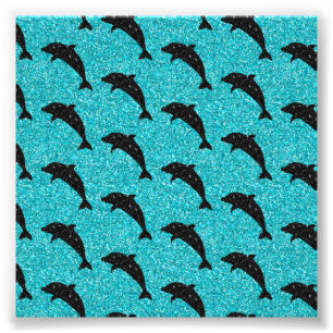 Impression Photo Dauphin Nageant Paillettes Noires Animaux de l'Océ