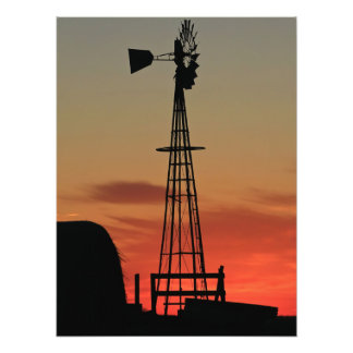 Impression photo de la silhouette d'un moulin à ve