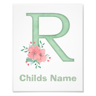 Impression photo de lettre R aquarelle personnalis