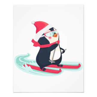 Impression photo de pingouin mignon faisant du ski
