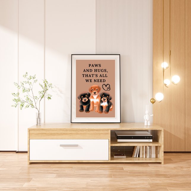 Impression Photo Des pattes et des câlins, c'est tout ce dont nous  (Paws and hugs, that's all we need Watercolor Photo Print)