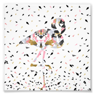 Impression Photo Design abstrait de Flamant rose géométrique mign