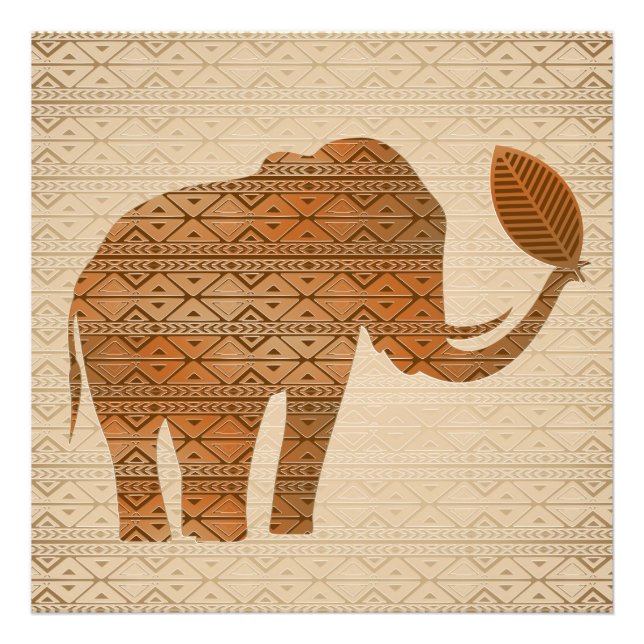 Impression Photo Design d'art tribal des éléphants (Devant)