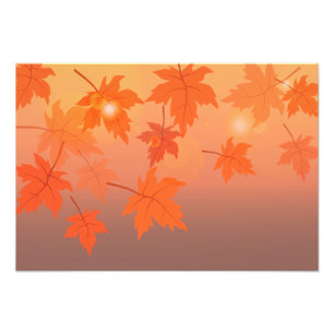 Impression Photo Design d'automne avec feuilles d'érable et effet b