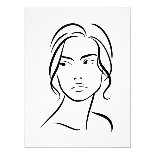 Impression Photo Dessin à visage féminin d'une ligne 4 (Devant)