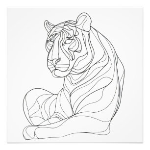 Impression Photo Dessin au trait de tigre