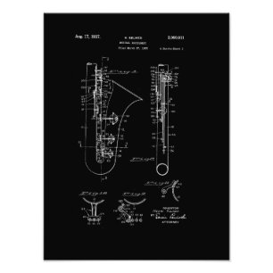 Impression Photo Dessin de brevet de "style de craie" de saxophone