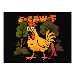 Impression Photo Dessin de poulet drôle – Humour animal de dessin a