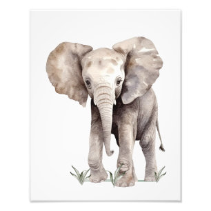 Impression Photo dessin d'éléphant aquarelle