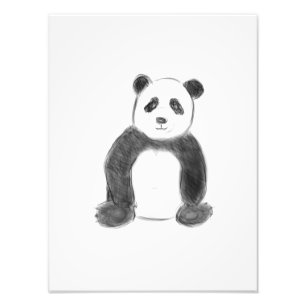 Impression Photo Dessin mignon de panda noir et blanc