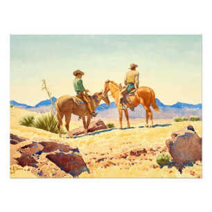 Impression Photo Deux cowboys à cheval par Maynard Dixon