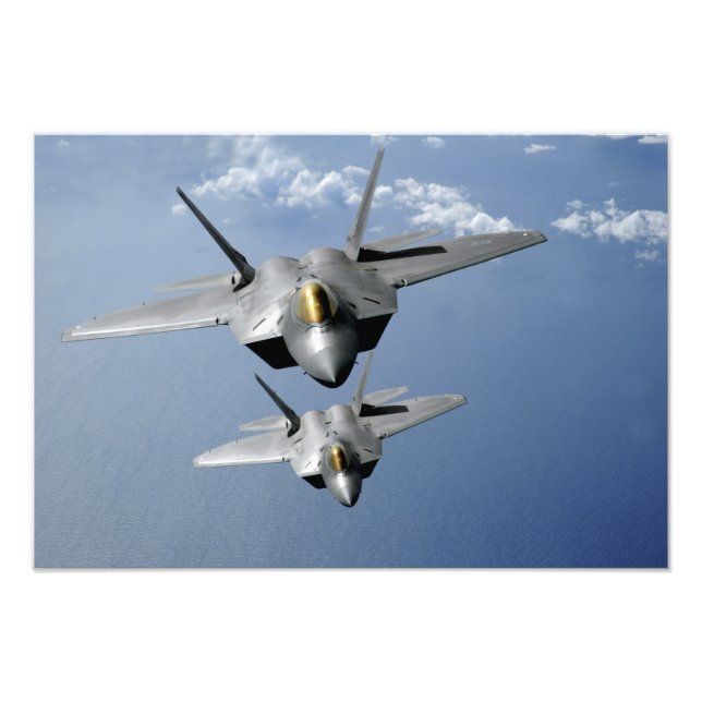Impression Photo Deux F-22 Raptors survolent l'océan Pacifique 2 (Devant)