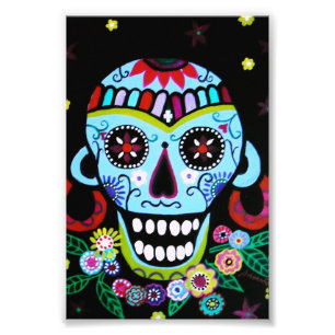 Impression Photo Dia de los Muertos Crâne autochtone Azteca
