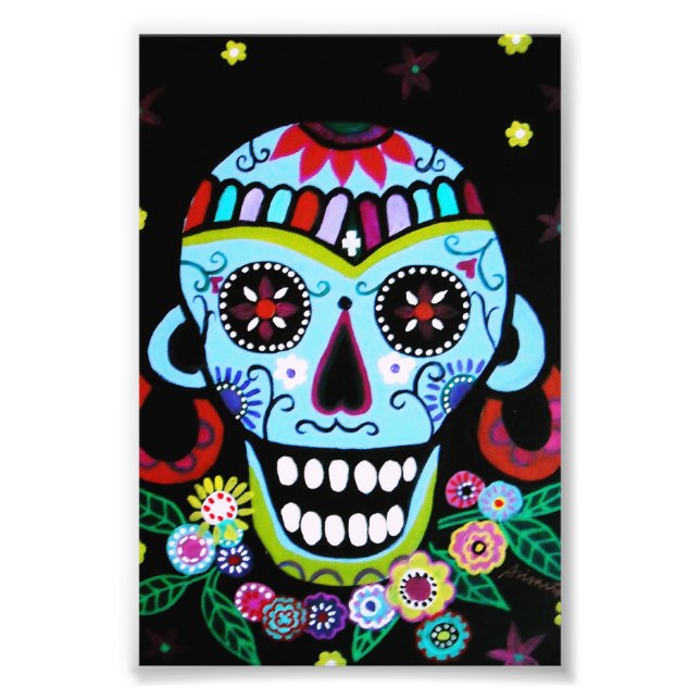 Impression Photo Dia de los Muertos Crâne autochtone Azteca (Devant)