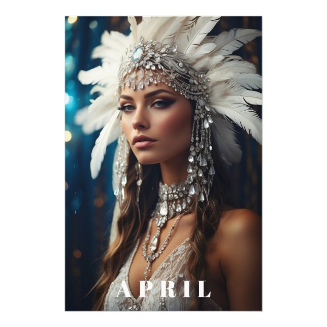 Impression Photo *~ DIAMOND Boho Femmes AP53 AVRIL ANNIVERSAIRE (Devant)