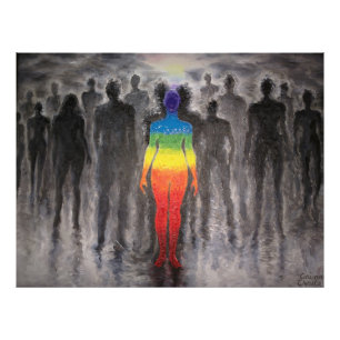 Impression Photo Différent ou arc-en-ciel dans un monde noir et bla