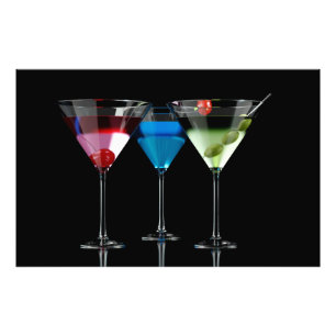 Impression Photo Différents cocktails dans des lunettes à martini n
