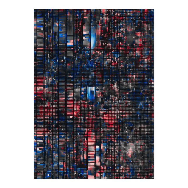 Impression Photo Digital Glitch Matrix Red and Blue Abstract (Devant)