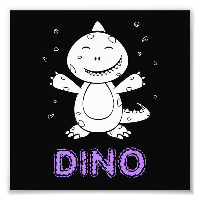 Impression Photo Dinosaur - Animal d'art esquissé en noir et blanc (Devant)