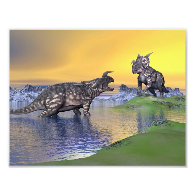Impression Photo dinosaures Einiosaurus par coucher de soleil - ren (Devant)