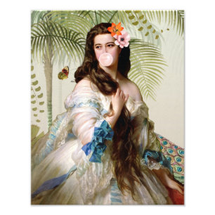 Impression Photo Diva de bubble gum fond tropical