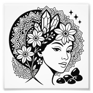 Impression Photo Divine Feminine Mandala Art Floral Crystal Goddes