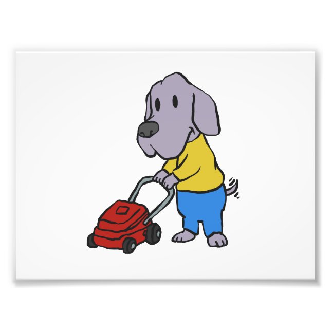 Impression Photo Dog gardener with lawn mower choose (Devant)