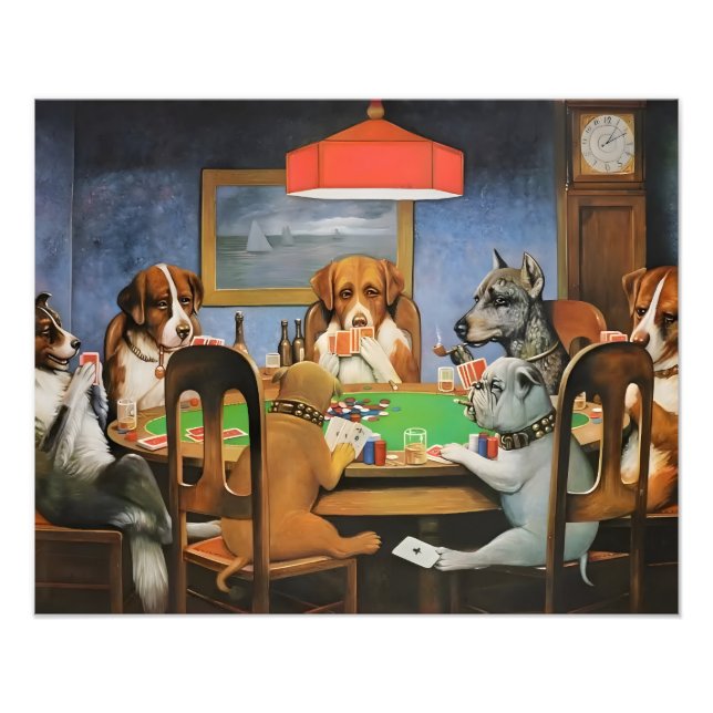 Impression Photo Dogs Playing Poker by Cassius Marcellus Coolidge's (Devant)