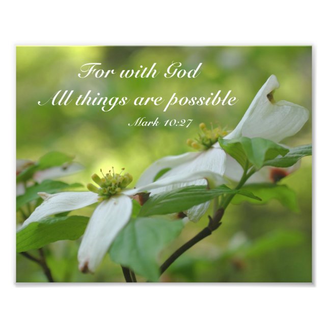 Impression Photo Dogwood Avec Dieu Citation Bible Inspirationnelle  (Devant)
