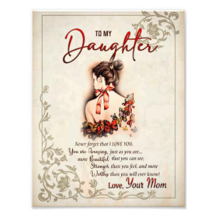 Impression Photo Don de fille   Lettre À Ma Fille De Maman