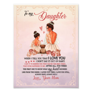 Impression Photo Don de fille   Lettre À Ma Fille De Maman