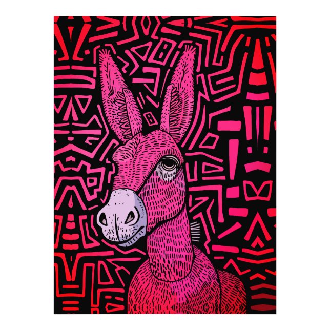 Impression Photo Donkey Tribal Neon - Gras et Psychédélique Art Mur (Devant)