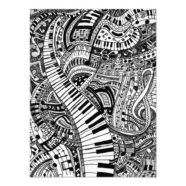 Impression Photo Doodle de musique classique avec clavier de piano (Devant)