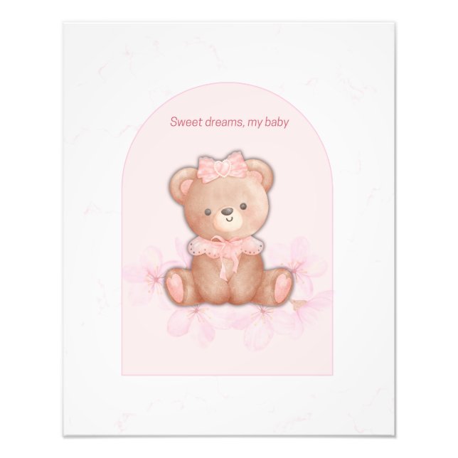 Impression Photo Douces Rêves Ours en Peluche | Chambre de Bébé Fil (Devant)