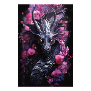 Impression Photo Dragon en acier en fleurs