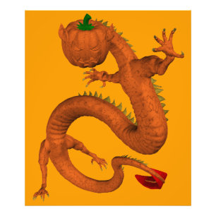 Impression Photo Dragon orange de citrouille de Halloween