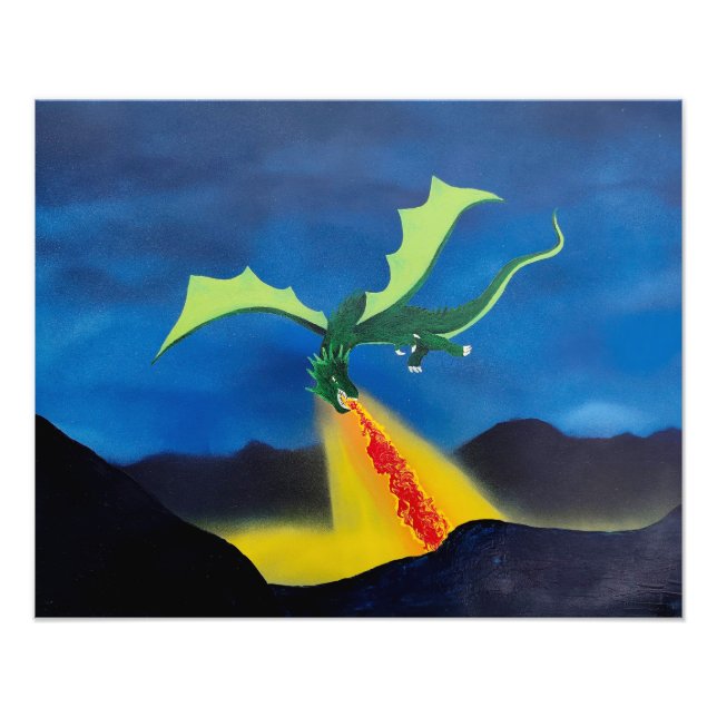 Impression Photo Dragon qui souffle du feu (Devant)
